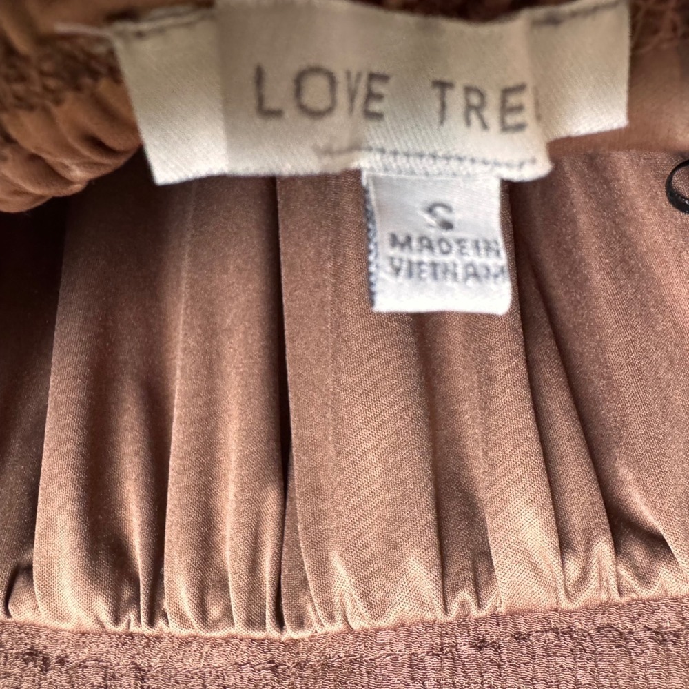 Y2K Boho Chocolate Brown Gauze Crochet Tiered V Neck Dress Goblincore Babydoll S - Picture 7 of 10
